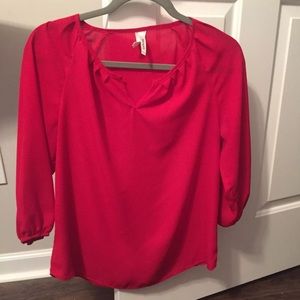 Boutique Red V Neck Blouse